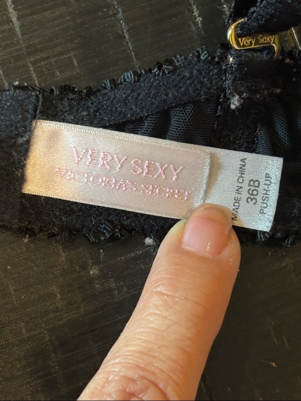 Victoria's Secret Black Lace Overlay on Nude Push-Up Bra 36B - Picture 6 of 8
